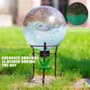 YELENEW 10" Diameter Garden Gazing Balls with Metal Stand(Blue Brown)