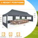 COBIZI 10x30 Pop up Canopy with Roller Bag & 8 Removable Sidewalls, Canopy Tent for Parties, Wedding, and Commercials, Waterproof and Instant Shelter UV50+ Outdoor Gazebo with 4 Sandbags(Gray)