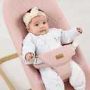 Foldable Baby Bouncer, Baby Seat with 3 Adjustable Heights, Portable Newborn Rocker, Ergonomic Bouncy Seat for Natural Bounce, Bouncer for Babies 0-6 Months, Soft Cotton (Pink)