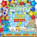 Two Infinity and Beyond Birthday Decorations - 105 Pcs Toy Inspired Story 2nd Birthday Party Supplies Include Banner, Balloons, Backdrop Film, Balloon Cake Topper, Tablecloth