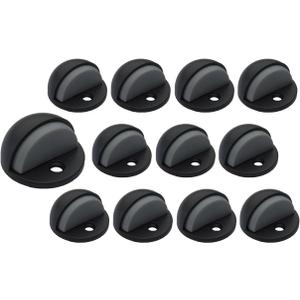 QCAA Low Dome Floor Door Stop, H 25.4 x Diameter 44.5mm, Zinc Die Cast, Matte Black, 12 Pack, Made in Taiwan