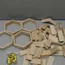 12 Pcs Mini Honeycomb Cupcake Stand Cake Farmhouse Hexagon Display Holder Hexagonal Wood Cupcake Stand Floating Table Sign with 50 Tiny Wooden Bee for Baby Shower (Wood Color)