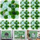 Artificial Flower Wall Backdrop 9pcs 16.5x16.5 Inch Silk Floral Wall Panel Ideal for Wedding Celebrations, Festive Party Birthday Backdrops and Elegant Home Decor (Lake Blue and Green)