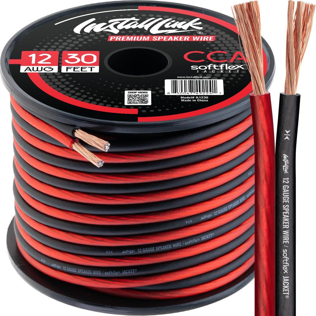 12 AWG Gauge Speaker Wire (30 Feet) Car or Home Theater (CCA)