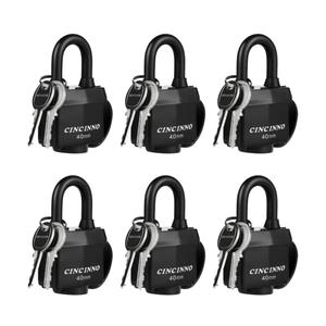 Weatherproof Padlocks for Outdoor Use, 6 Pack Keyed Alike Padlocks with 1-9/16" Wide Body, Heavy Duty Pad Lock for Sheds, Storage Unit, Gate, Fence, Toolbox, Locker