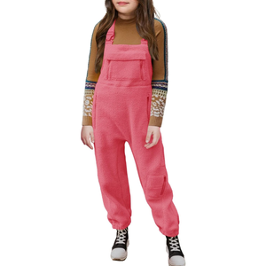 Meikulo Girls Fleece Overalls Kids Warm Winter Loose Casual Jumpsuits with Pockets 10-12Y