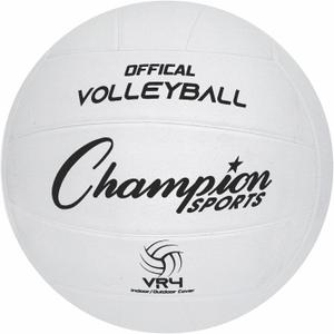 Champion Sports Rubber Volleyball, Official Size, for Indoor and Outdoor Use - Durable, Regulation Volleyballs for Beginners, Competitive, Recreational Play - Premium Volleyball - White, VR4, 1 Set