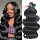 #1B Color Bundles Body Wave Bundles Human Hair 18 20 22 Inch NerriHou Brazilian Virgin Hair 3 Bundle Natural Black Body Wave Bundles Human Hair Extensions 50 Gram Per Bundle