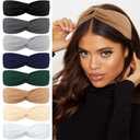 AHONEY 8 Pack Headbands for Women, Stretchy Non Slip Soft Cloth Hair Bands for Workout, Yoga, Skincare, 90s Hair Accessories (Neutral)