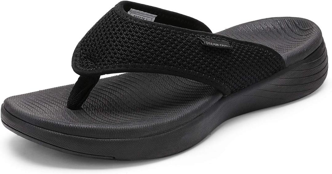 DREAM PAIRS Women's Arch Support Soft Cushion Flip Flops Thong Sandals (9.5, Black)