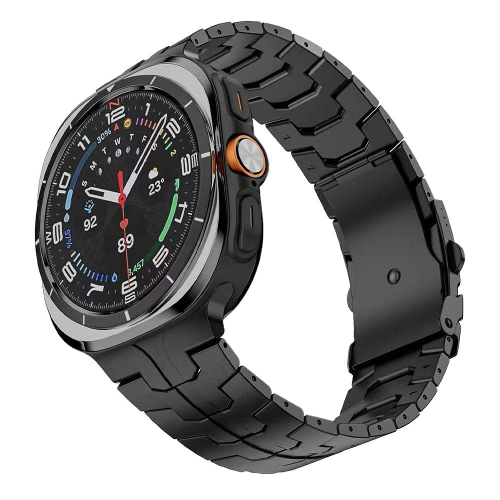NeXStrix Titanium Bands Compatible with Galaxy Watch Ultra 47mm, No Gap Design Titanium Metal Strap Wristband Accessory for Galaxy Watch 7 Ultra 47mm with Secure Buckle for Men Women