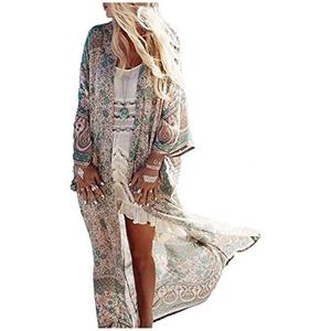 Wander Agio Womens Bikini Cover Ups Beach Casual Dress Coverup Swimsuits Long Cardigan Buttons Chiffon One Size