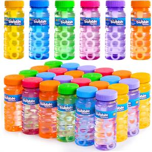 JOYIN 36 Pcs Bubble Bottles with Wand Assortment for Kids, 4oz Blow Bubbles Solution Novelty Summer Toy - Activity Party Favor Assorted Colors Set, Party Favors, Birthday