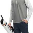 M MAELREG Quarter Zip Pullover Men Moisture Wicking Micro Fleece Performance Raglan Collarless Golf Sweatshirts for Men (Gray, M)