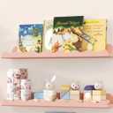 Floating Shelves for Wall Décor 24 Inch Long Set of 2 Nursery Book Shelves Bathroom Shelves Over Toilet Shelf for Books, Plants, Toys, Photo Frames, Picture Ledge-Pink