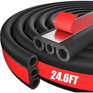 24.6FT Rubber Weather Seal Strip for Truck Cap, Automotive Weather Stripping Camper Shell Seal, Triple-Hole Enhanced Universal Tailgate & Door Seal
