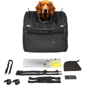 Motorcycle Dog Carrier for Large Breed of Dogs (~25-44lb), Waterproof, Portable, Triple Ventilation System, Motorcycle Bag for Sissy bar, Luggage Rack or seat. (L)