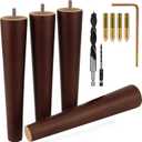 Airy Abode Premium Walnut Wood Furniture Legs (Full Install Kit) - Brown, 10 inches