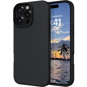 DOMAVER Case for iPhone 16 Pro Max 6.9'' Smooth Liquid Silicone Soft Gel Rubber Microfiber Lining Cushion Cover Shockproof Protective Phone Cases Compatible with iPhone 16 Pro Max- Black     
