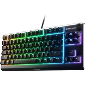 SteelSeries Apex 3 TKL RGB Gaming Keyboard – Tenkeyless Compact Form Factor  8Zone RGB Illumination – IP32 Water & Dust Resistant – Whisper Quiet Gaming Switch – Gaming Grade AntiGhosting,Black