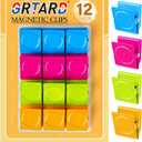 Grtard 12 Pack Magnetic Clips Heavy Duty, Colorful Strong Fridge Magnet Clips Heavy Duty, Metal Magnet Clips for Fridge, clip Magnets, Magnetic Clips for Refrigerator, Locker, Whiteboard, Home, Office