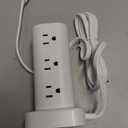 Power Strip Tower with Wireless Charger, Flat Plug Surge Protector Tower with 6FT Extension Cord, 12 AC Multiple Outlets, 4 USB (2 USB C),15W Wireless Charging Power Tower for Home Office Dorm, White