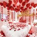 Anniversary Decorations Kit  1000 Artificial Rose Petals & Red Heart Foil Balloons Set with Love Banner  Romantic Room Decor for Wedding Night, Proposal & Couples Special Events