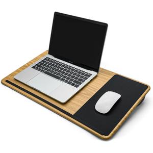Lap Desk with Soft Cushion and Wrist Rest – Portable Laptop Desk for Bed, Couch & Home Office, Removable Mouse Pad & Anti-Slip Strip for 17 inch Laptop (Large, Wood Pattern)