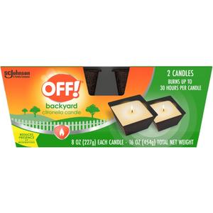 OFF! Backyard Citronella Scented Candle, Ambiance Enhancing Centerpiece, Burns for up to 25 Hours, 8 oz (Pack of 2)