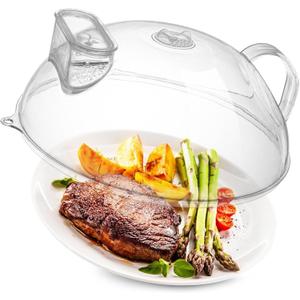 WENWELL Microwave Splatter Cover,Protect Food Splashes,Dish Bowl Plate Serving Lid with Handle,BPA-Free,Clear Safe Plastic,Microwave Cover for Food,10 Inch