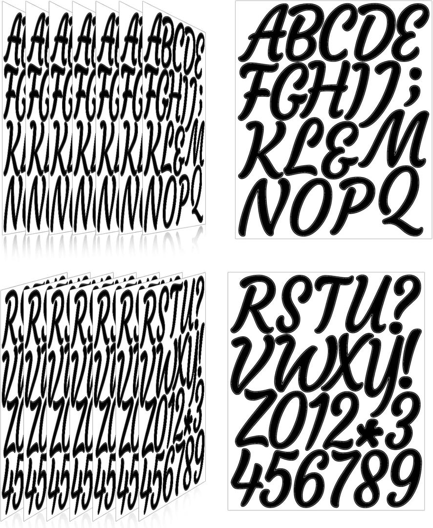 336 Pieces 16 Sheets Letter Stickers, Self Adhesive Waterproof Mailbox Numbers Stickers, Alphabet Decals for DIY, Bulletin Board, Window, Door, Sign, Bike, Car, Laptop, Scrapbook(Black, 3 Inch)
