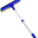 4 x 15.9" Window Squeegee for Car,2 in 1 Squeegee Window Cleaner with Long Stainless Steel Handle,Sponge Car Window Squeegee for Gas Station, Glass,Shower (Iron Pole)