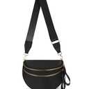Spacious Nylon Crossbody Bag Bum Bag Handbags Wallets Purses Trendy Shoulder Bag for Women (black)
