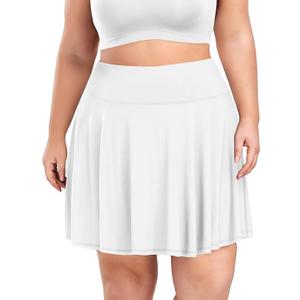 Women's Plus Size Pleated Tennis Skirt with Shorts Athletic Golf Skorts with Pockets High Waisted Workout Skirts
 XL