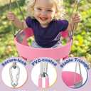 High Back Full Bucket, Toddler Swing with Coated Chains & Triangle Dip Pinch Protection for Safety, Baby Swing Outdoor with Locking Buckles, Toddler Bucket Swing for Backyard, Playground, Pink