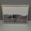 Framed Vintage Wall Art Motorcycle Horse Race Canvas Wall Art Racing Sports Photography Potser Prints Black And White Pictures Wall Decor for Man Bedroom Office Living Room 12x16in Framed