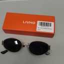 livho 2025 Trendy Oval Sunglasses - Stylish Polarized Shades for Everyday - Retro Metal Frames (Grey/Gold)