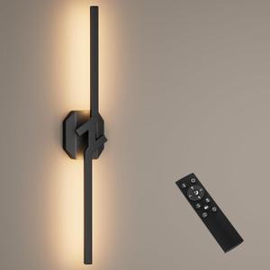 hunhun Battery Operated Wall Sconce 1Pack,USB Rechargeable Wall Sconce with Remote Control,3000K-6000K Infinite Dimmable Wall Lamps for Bedroom,Background Wall,Living Room,Hallway,Wall Decor,28inch