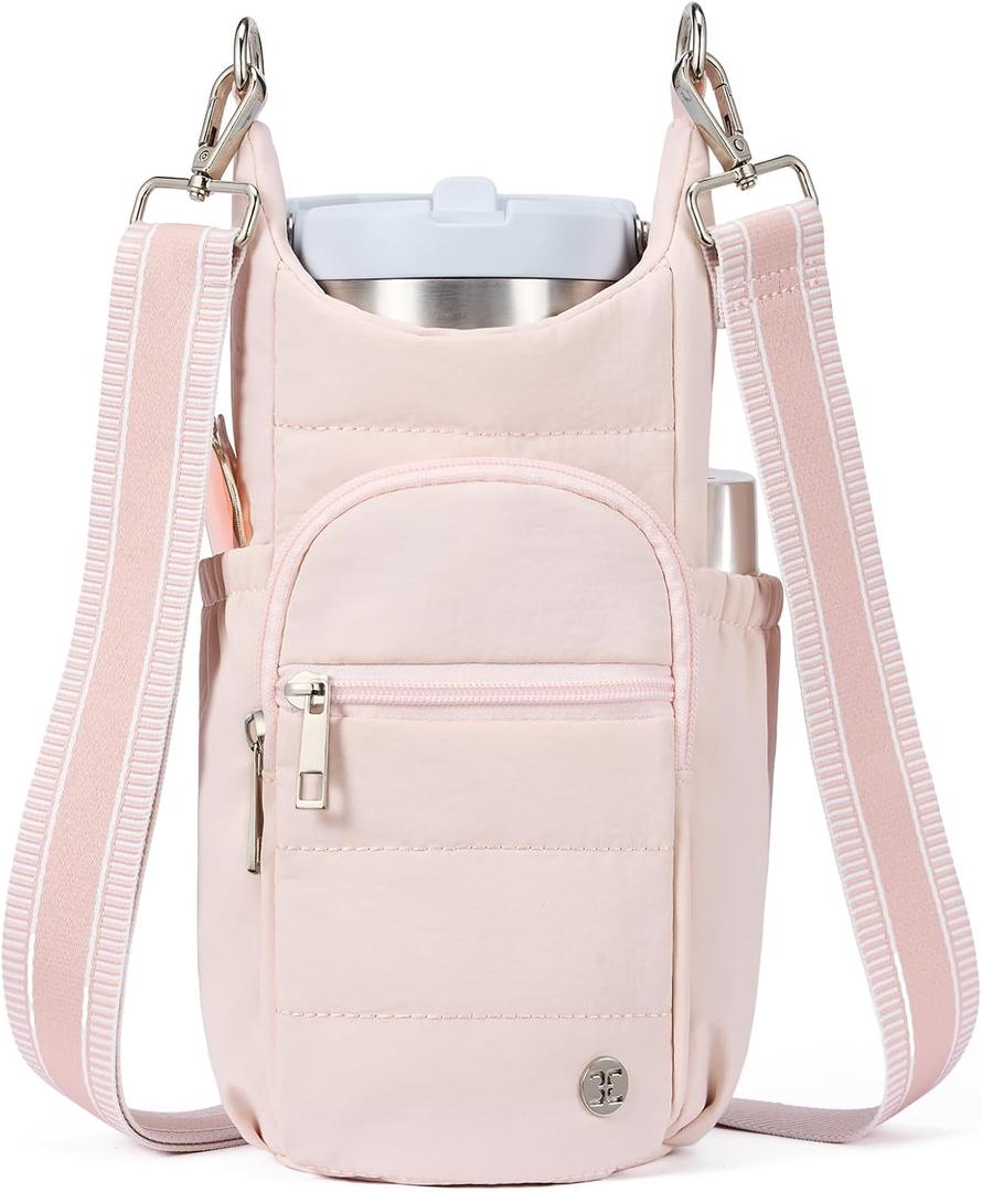 Telena Water Bottle Holder with Strap RFID Crossbody Bags for Women for Walking, Hiking, Cycling (Pink)