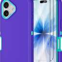 Annymall for iPhone 17 Case with Screen Protector, Heavy Duty 3-Layer Drop Protection DustProof, Military Grade Shock-Absorbing Rugged Bumper Phone Cases Cover for Apple iPhone 17 6.3" 2025 (Purple)