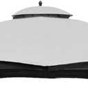 Hugline Outdoor Replacement Canopy Top Double Tier Gazebo Roof Cover for Lowe's Allen Roth 10x12 Gazebo #GF-12S004B-1 (Gray)