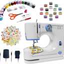 Stoigeld Sewing Machine for Beginners with 20Pcs Fabric & 32Pcs Sewing Threads Kit, Portable Sewing Machine with 12 Built-in Stitches & 2 Speed(High-Low Speeds)-SM-725 (Blue, White)