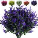 RECUTMS Artificial Greenery Lavender Fake Shrubs Flowers 8 Bundles UV Resistant Hanging Planter Flora Fence Indoor Outside Decor Wedding Table Flowers Arrangement Bouquet Filler (Purple)