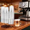 50 Pack 12 oz Round Bottom Plastic Cups with Sip Lids, Strawless To Go Iced Coffee Latte Cups, Disposable Clear Boba Tea Smoothie Cup for Cold Beverage Shops, Party, Picnics, Takeout, Office