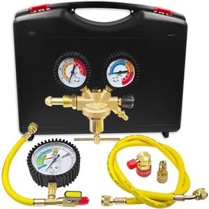 53010 Automotive/HVAC Pressure Tester Kit, Pressure Testing Tools, Includes 53001 Nitrogen Pressure Regulator, Leak Testing Adapter 53042, Charging Hose, R134a Adapter, R410A Adapter