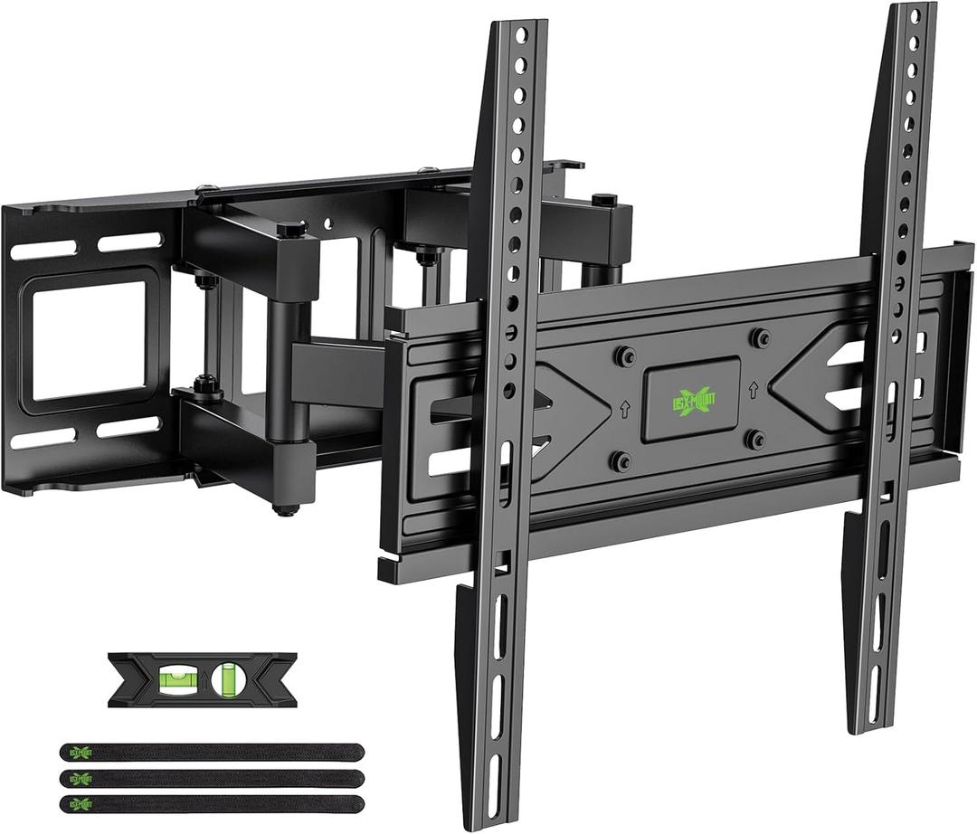 USX MOUNT Full Motion TV Wall Mount for Most 32-70 inch TVs up to 99 lbs, Wall Mount Bracket with Dual Articulating Arms, Swivel, Tilt, Max VESA 400x400mm, TV Mount Fits 12/16 Wood Studs, Black