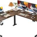 Agilestic L Shaped Standing Desk Adjustable Height, Electric Corner Standing Desk, 63 x 55 inch Sit Stand Computer Table with Splice Board, Dark Walnut