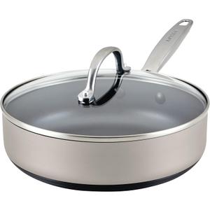 Anolon Achieve Hard Anodized Nonstick Saut Pan with Lid, 3 Quart - Silver