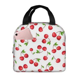 ESXPNVN Fruit Pattern Cherry Lunch Bag For Women Men Reusable Insulated Lunch Box Fashion Cooler Tote Lunch Bags For Office Work Picnic