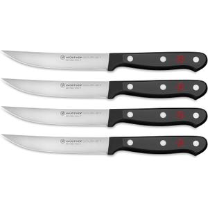 WSTHOF Gourmet 4-Piece Steak Knife Set, Black